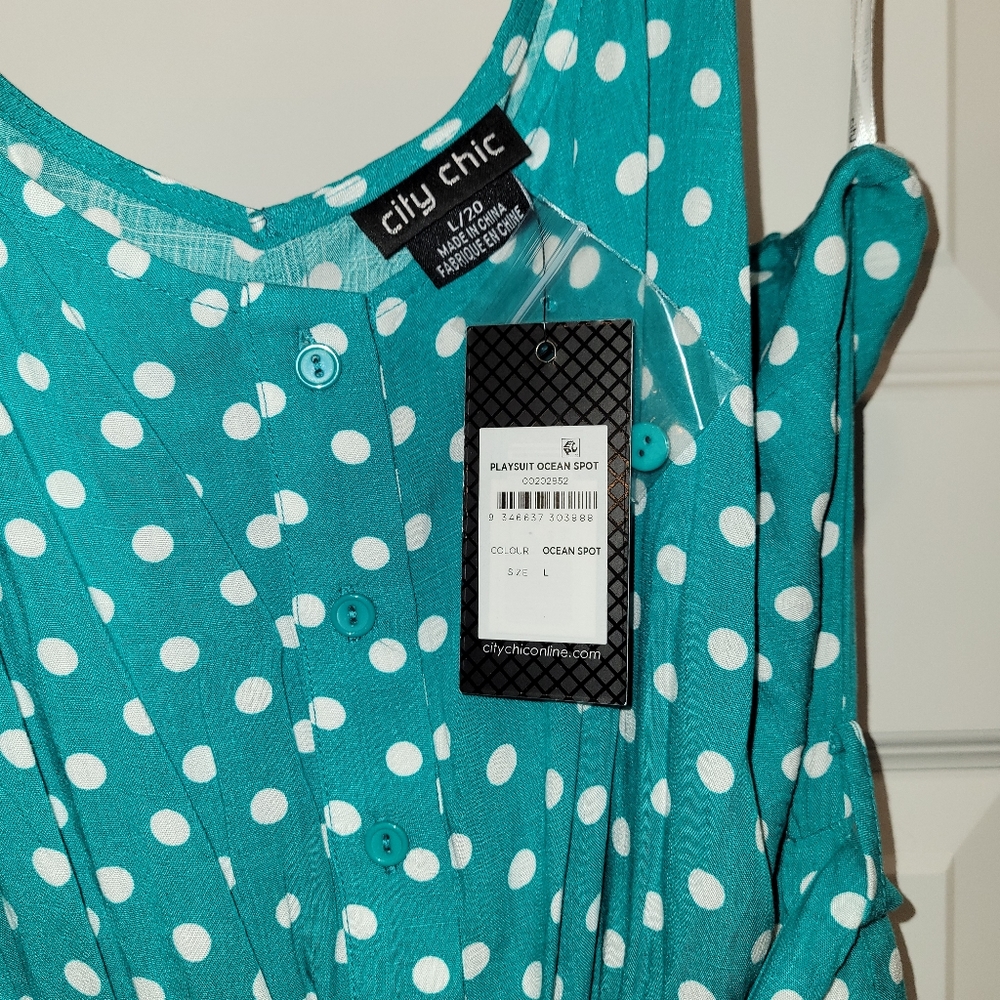 City Chic Teal Polka Dot Romper - Picture 4 of 5